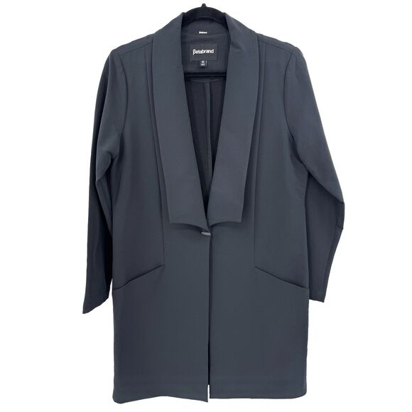 BETABRAND Black Modern 1 Button Long Travel Blazer Jacket Size XS - Picture 1 of 7